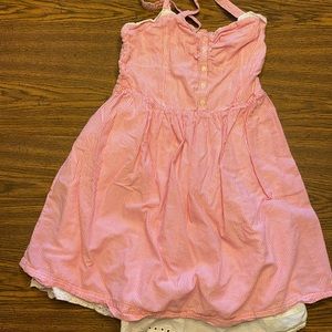 ❤️Pink and white strip dress with floral straps❤️